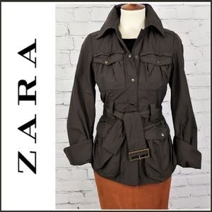 ZARA BASIC Brown Short Utility Jacket Small